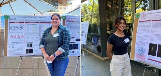 Adriana, Aarushi, and Asuka present their data at the 2022 BioX Summer Poster Session